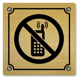 Zákaz telefonování, 118x118mm, zlatá, Kansas